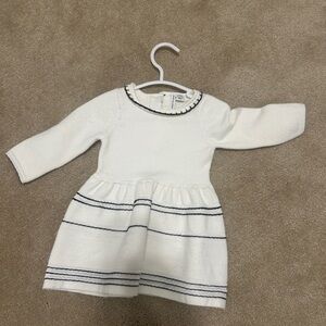 Janie and Jack White Dress with Black Stripes